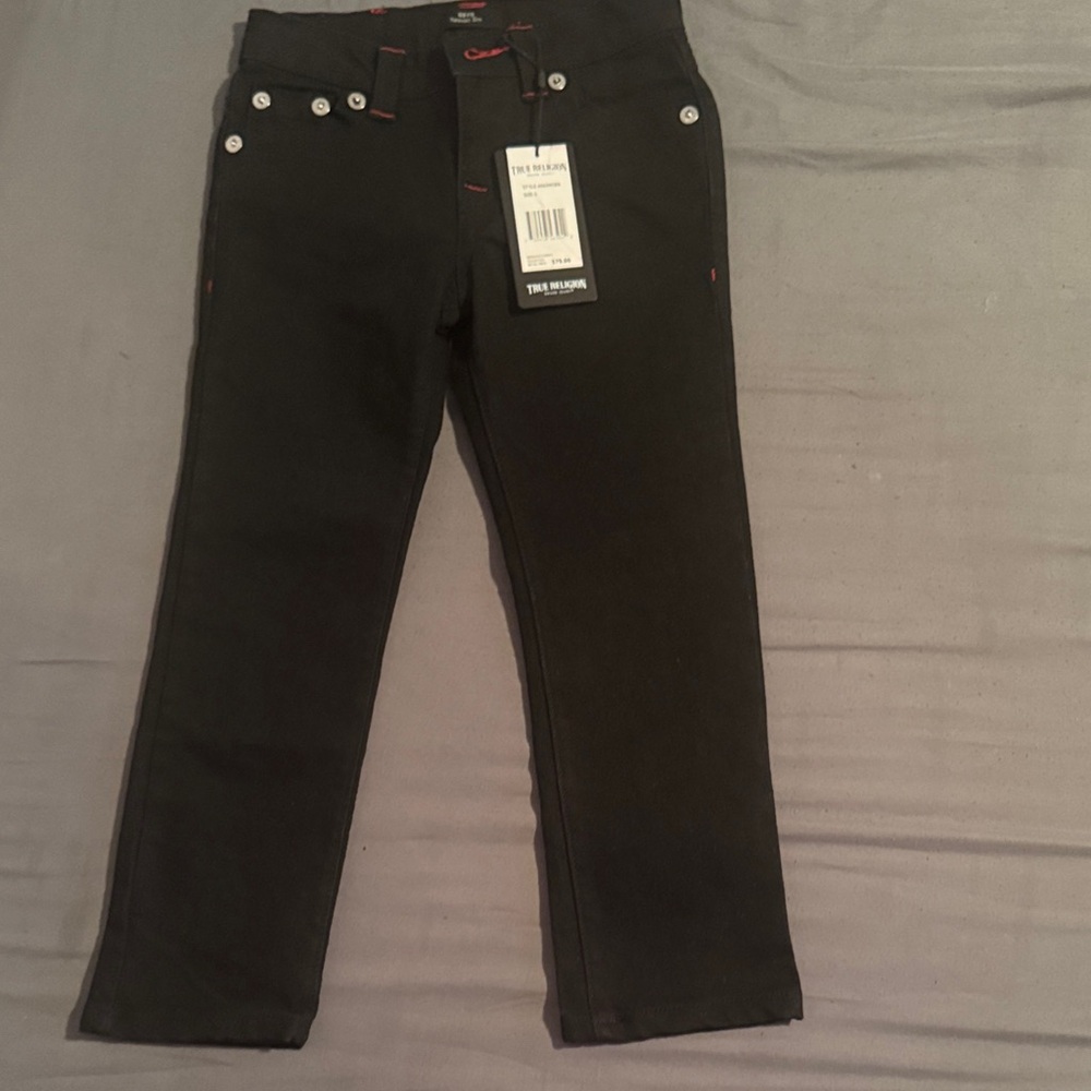 True Religion Kids Black Jeans with Button Accents